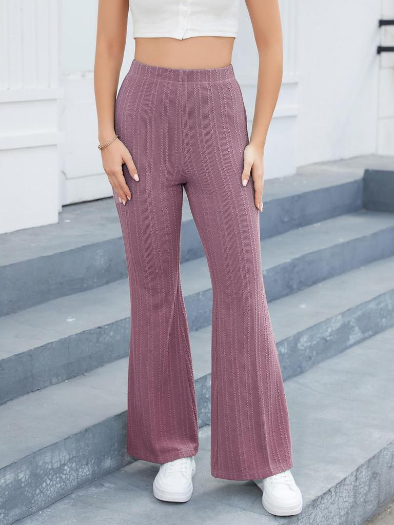 2026 European Trendy Women's High-Waist Striped Micro Flare Sports Casual Pants