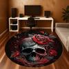 1pc Skull Rose Round Chair Mat Area Rug - Non-Slip, Floor Mat for Office, Bedroom, and Indoor Decor C1125632