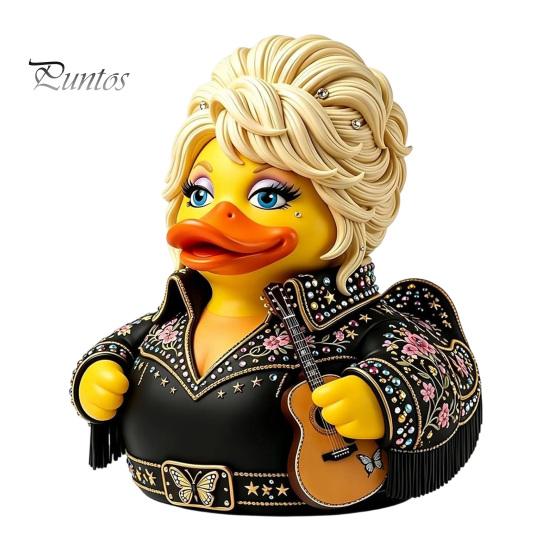 Ikona country hudby Pamětní dárek Parton Duck, Figurka Dolly Duck, Soška, Malý stolní dekorativní prvek s tématem kytary Socha pro