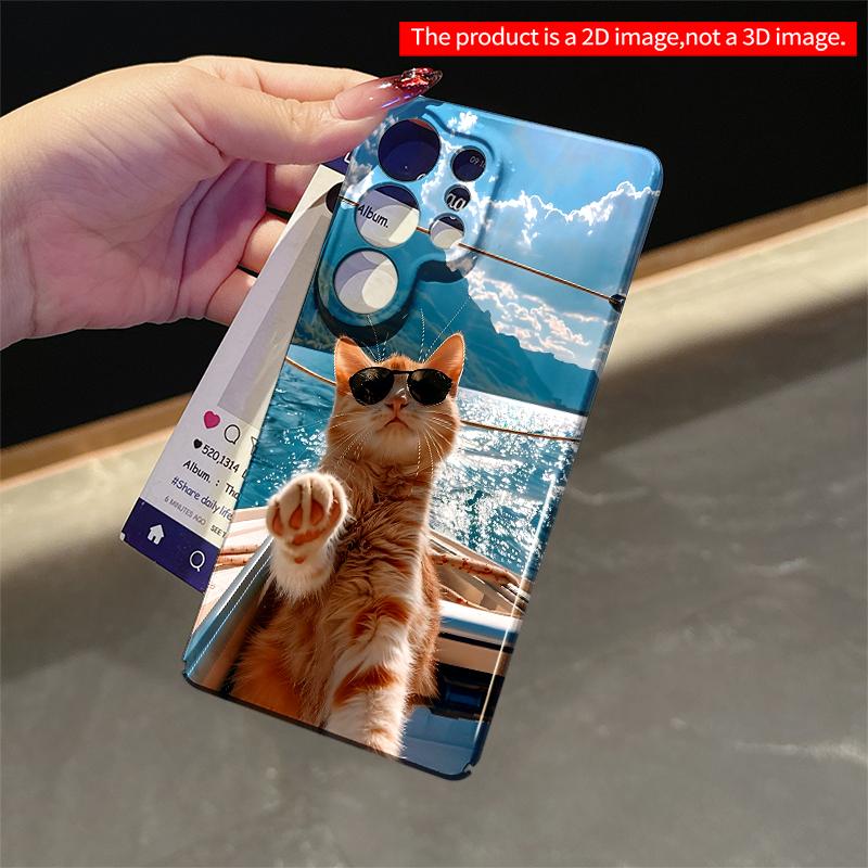 2DFlat Samsung Phone Case Sunglass Cat On Boat with Mountain View Applicable To Galaxy S22 S23 S24 S25ULTRA S26 A12 A13 A14 A15 A16