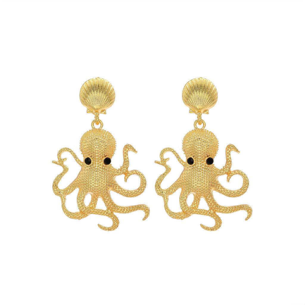 

Pinkdudu Exaggerated BOHO Octopus Zinc Alloy Earrings Fashion Trendy Drop Earrings Women Jewelry PD2254 золотий