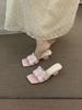 Niche thick heel high sense naked apricot temperament high heel sandals women's summer 2025 new French skirt evening cool slippers