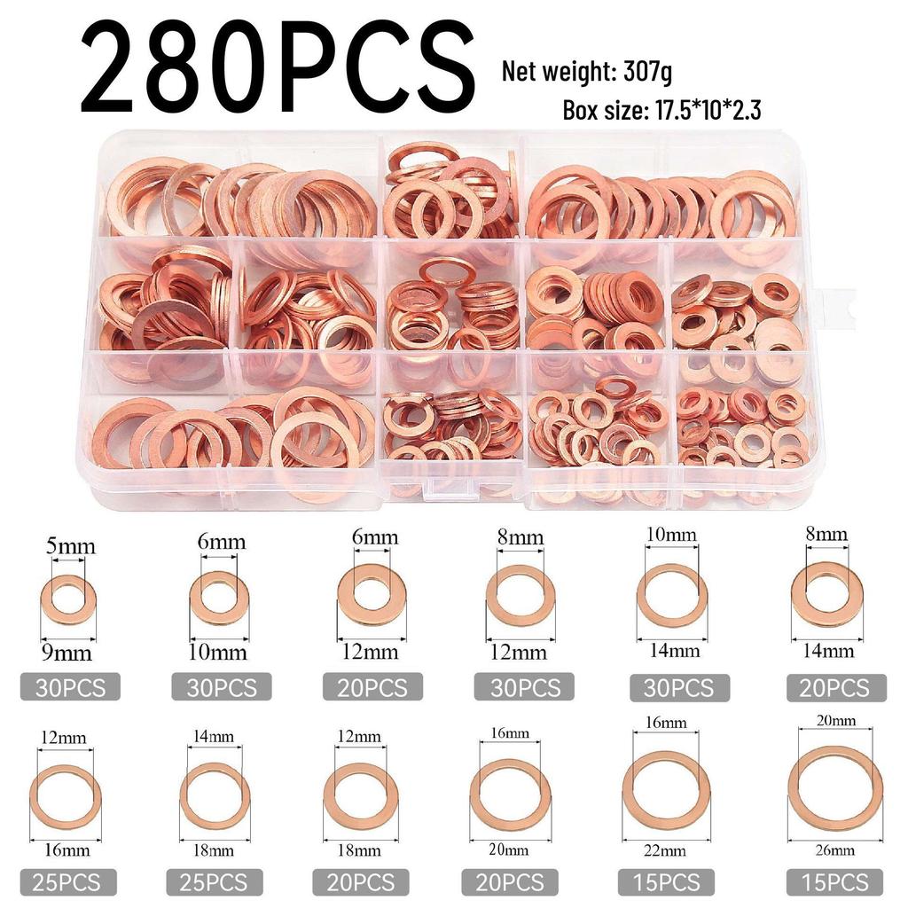 Copper Marine Sealing Washers - M5 Flat (50-400 pcs)