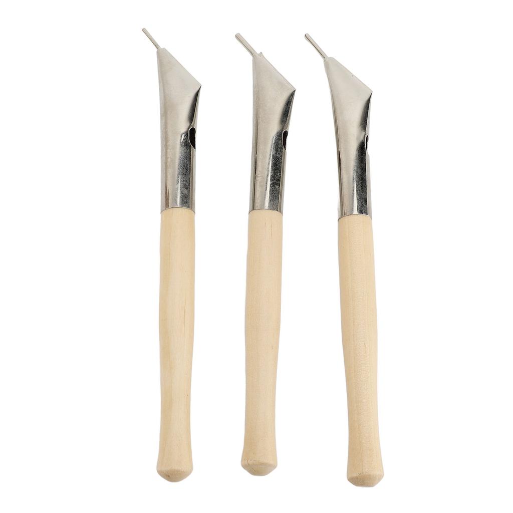 3Pcs Pottery Batik Printing Pen Drawing On Fabric Cloth Beech and Stainless Steel Clay Carving Tools