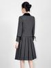 French Grey Lapel Top & Pleated Skirt Suit - New College Style Series