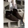 Inner height increase cm pointed short boots women's autumn new suede belt buckle fashion thick sole and ankle boots women