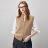 Women's 100% Wool Mock Neck Two-Way Zipper Knitted Vest
