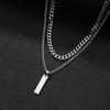 2Pcs/Set Small Hanging Tag Stainless Steel Necklace for Men Geometric Silver Color Pendant Necklace Fashion Hip Hop Jewelry Gift