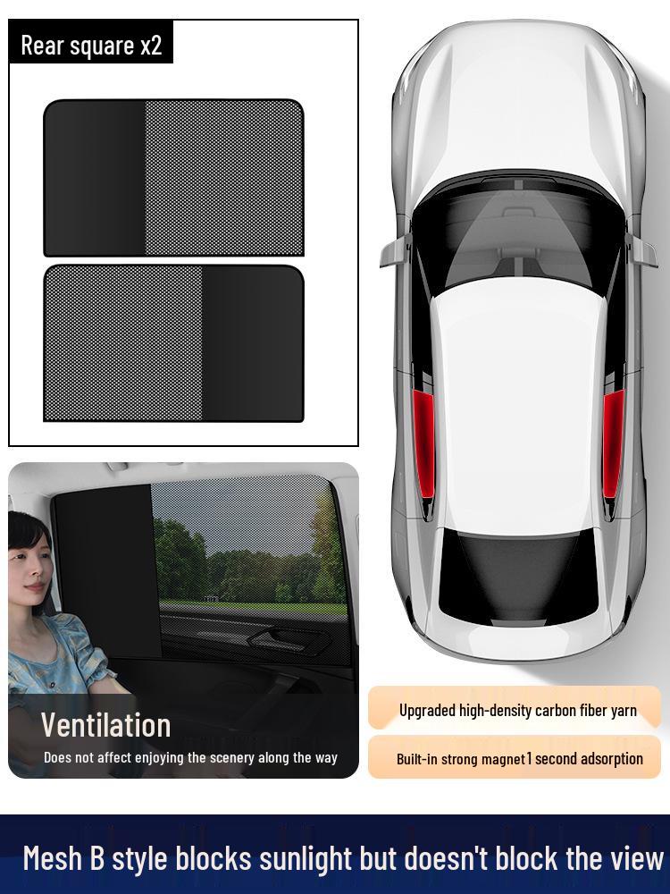 Magnetic Mesh Car Sun Shade - Summer Heat Protection, UV Shield, Clear View.