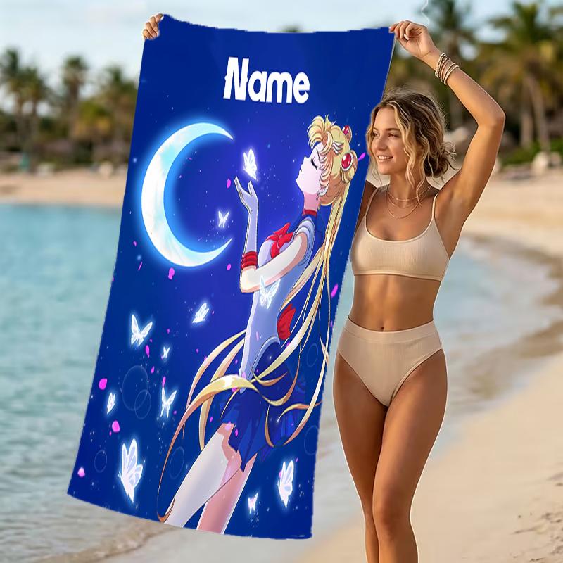 Customizable Personalized Beach Towels Sailor Moon Themed designs.Suitable for the Beach, Yoga, Sports;ideal As Beach Accessories
