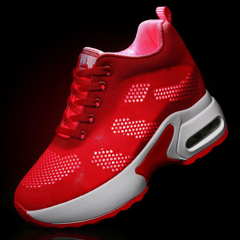 2025 Summer New Women's Inner Height Increase Women's Shoes Platform Air Cushion Sports Shoes Casual Travel Shoes Slope Heel Single Shoes Light