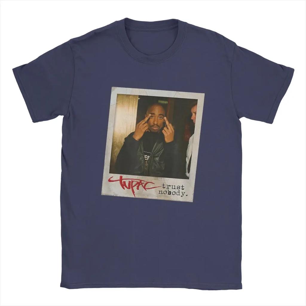 Men T-Shirts T-Tupac Trust Nobody Photo Humorous Pure Cotton Tees Short Sleeve 2pac Hip Hop Y2K Harajuku T Shirts O Neck Gift