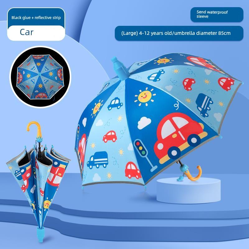 Children's Long-Handled Umbrella, Sun Protection, Uv Protection, Rain or Shine Use, Special Cartoon Design for Primary School Students and