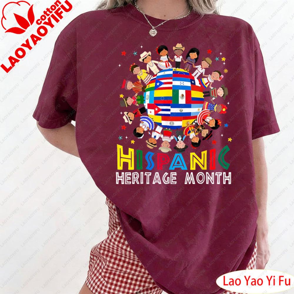 HERITAGE MONTH T Shirt Colorful Flag Print Clothes Womne Tee The Patterns of National Flags of Various Countries Clothes