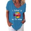 Fashion Spring  Sexy Lips Print Blouses Short Sleeved V-Neck T Shirts Casual