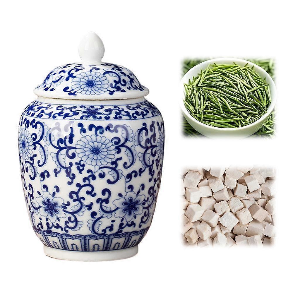 Blue and White Porcelain Tea Canister Desk Decoration Tea Jar Coffee Container