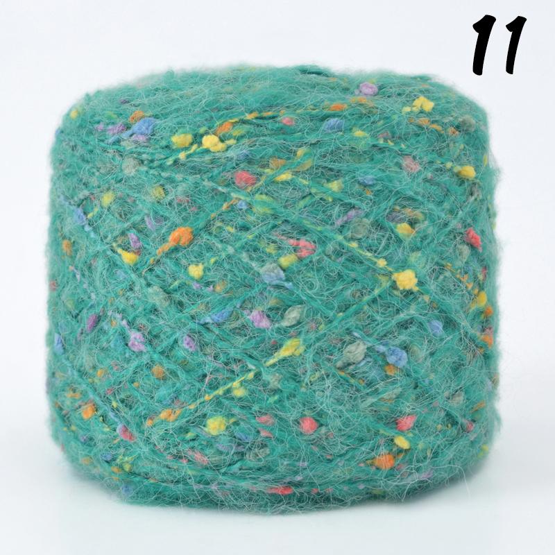 Mohair Yarn Ball with Rainbow Candy Beans Embellishment Soft Wool for Sweater Scarf Bag DIY Crochet Colorful Ball Thread