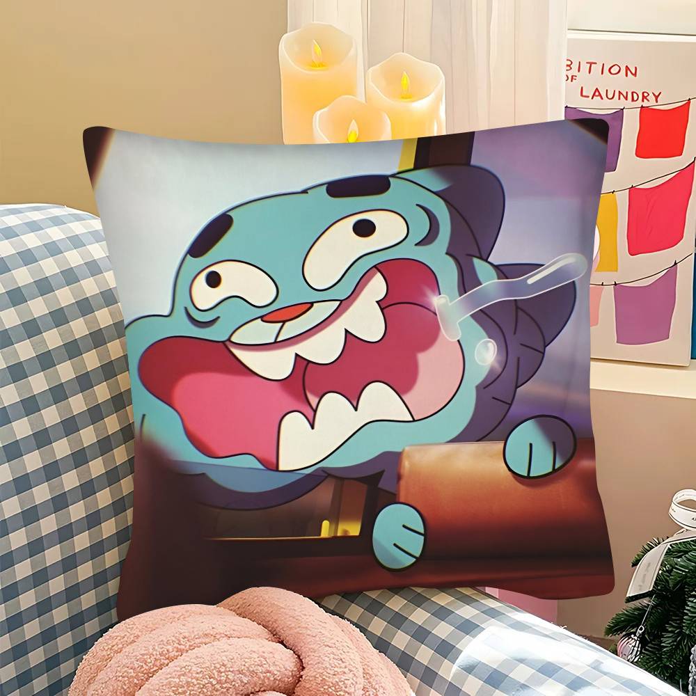 

pc Amazing World GGumball Pillow Case Fashion Square Pillowcase Bedroom Sofa Room Ins Decoration Leisure 40x40 cm