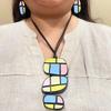 Handmade Boho Clay Jewelry Set Pastel Geometric