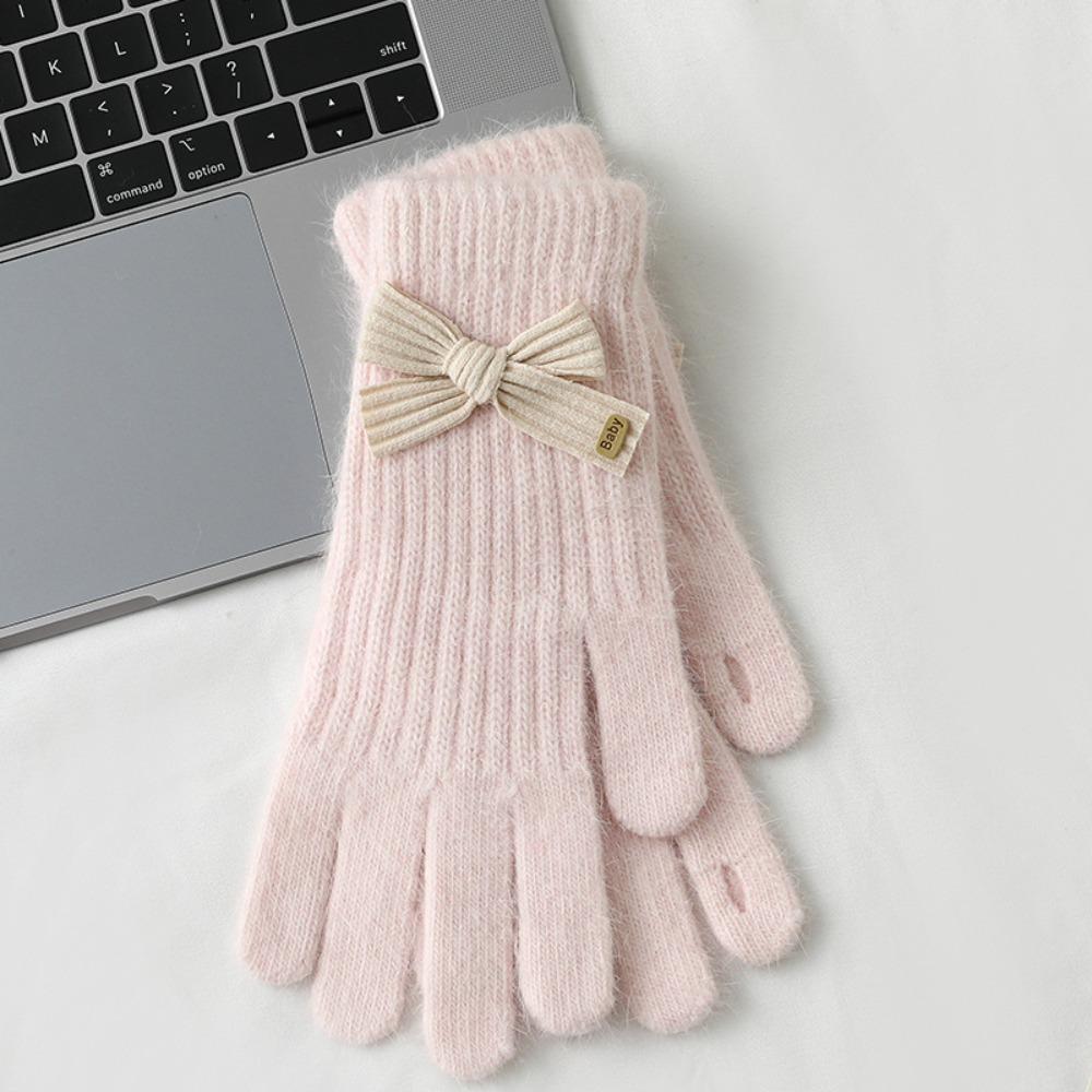 

Rabbit Hair Plush Gloves Thickened Cotton Mittens Fashion Full Finger Gloves Women J
