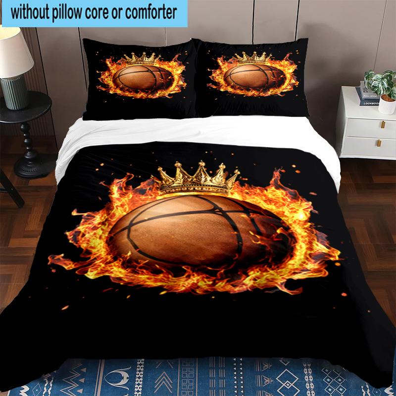3PCS Basketball Crown Fire Sport 3pcs Bedding,Including 3PCS Duvet Cover And 2pcs Pillowcases Perfect for Christmas,Ideal for Bedroom, Dormitory