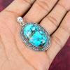 Blauer Türkis Handgemachter Edelstein Anhänger, 925 Sterling Silber Antik Schmuck Anhänger, Für Verlobungsgeschenk