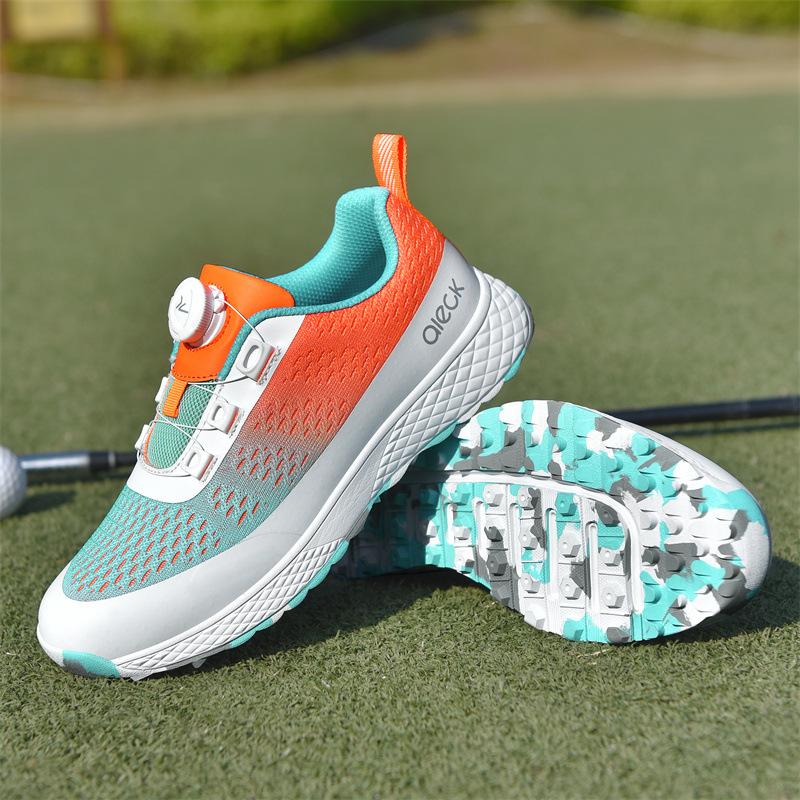 Cross-border New Golf Shoes, Light and Breathable, Men's and Women's Adult Outdoor Sports, Rotating Button Sneakers