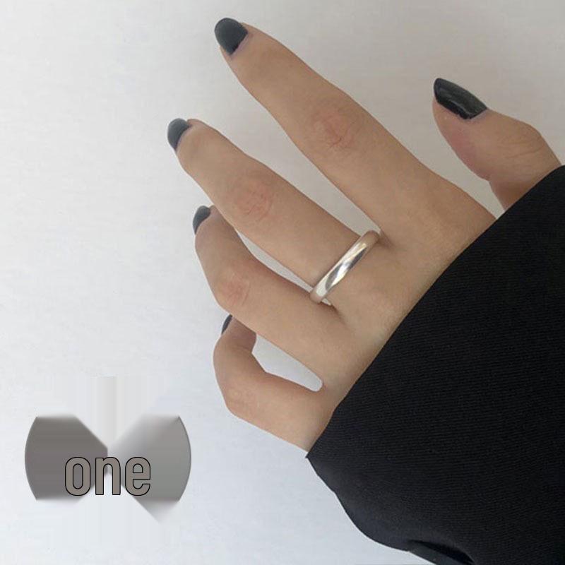 S925 Silver-Plated Geometric Wave Ring: Retro, Wide-Rimmed, Open Design for Women