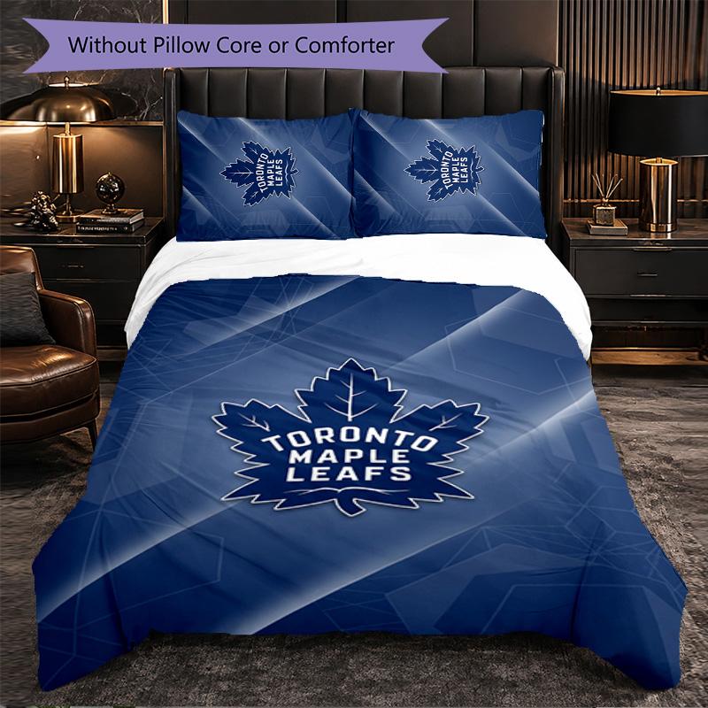 Set Biancheria da Letto 3 Pezzi in Microfibra con Motivo Toronto Maple Leafs Decorativo Copripiumino per Camera da Letto Uso Domestico