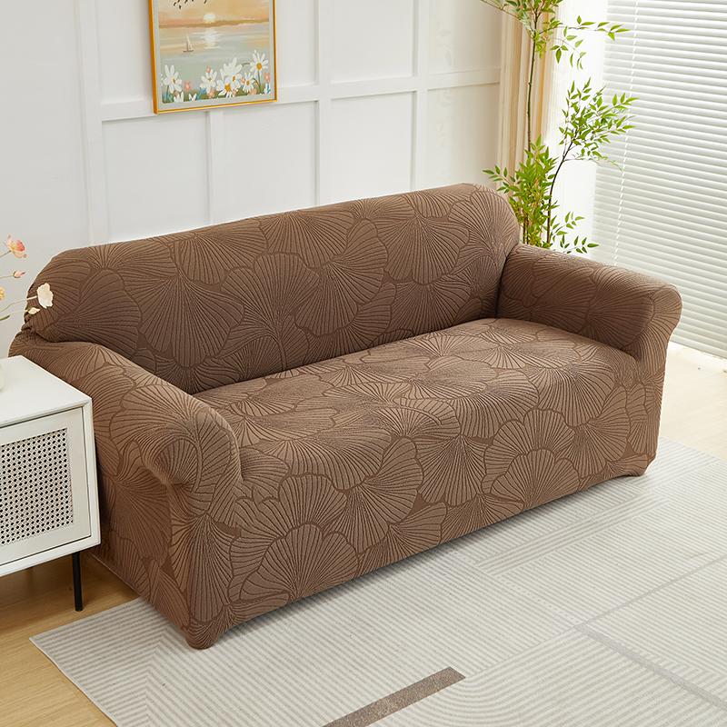 1 Stück Stretch-Jacquardstoff Sofaüberwurf für L-förmiges Ecksofa Großes Blättermuster Polyester Verstellbare Sofabezüge