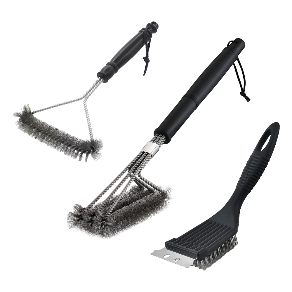 

lifactlab. BBQ Cleaning Brush, BBQ Camping Cleaning Tool, Iron Plate, Wire Mesh Brush, Burnt Food Remover, 3-Piece Set