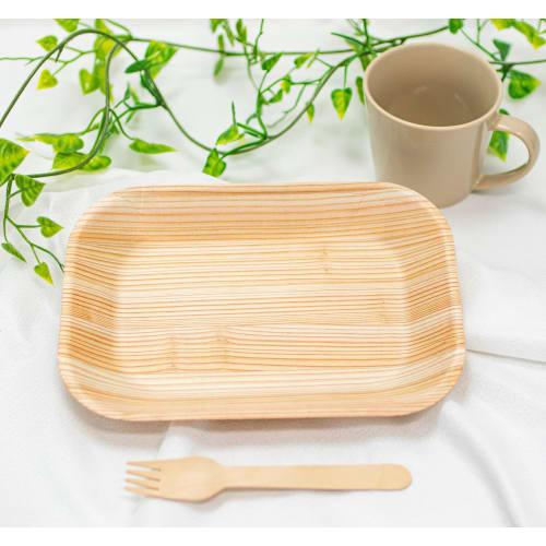 Try Wood Eco Wood Plates (10-Pack / Square / 16.5 X 23.5 Cm) Made In Japan with Japanese Cedar (Wooden Dishes That Can Be Used Like Paper Plates / Eas