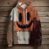 Women's Fashion Long Sleeve Pullover Halloween Print Hooded Pocket Sweatshirt