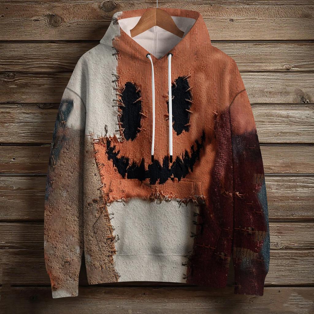 Women's Fashion Long Sleeve Pullover Halloween Print Hooded Pocket Sweatshirt