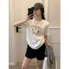 Retro Pony Print Short-sleeved Women's Comfortable Cotton Bottoming Shirt Summer Front Shoulder Casual Loose Inner Top T-shirt