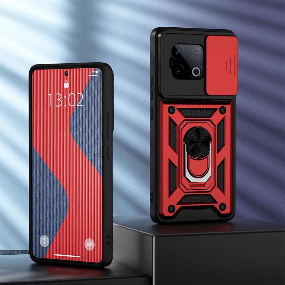 KEYSION Shockproof Case for IQOO Z10 Turbo Pro 5G Slide Camera Lens Protection Ring Stand Phone Back Cover for IQOO Z10 Turbo 5G