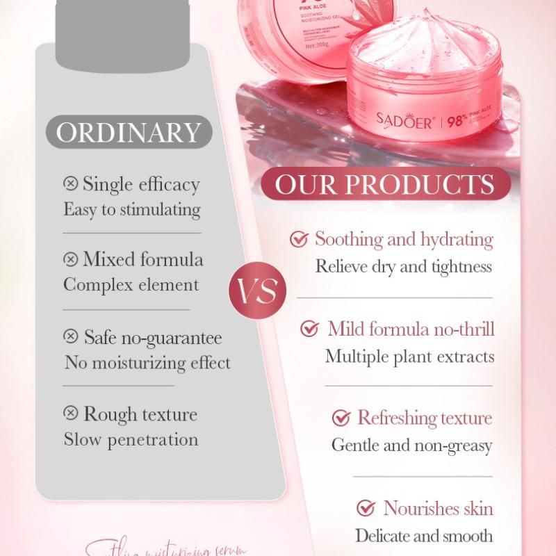 Pink Aloe Vera Soothing Moisturizing Gel 300g Moisturizing Aloe Vera Gel Skin Care Products