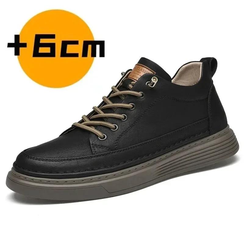 Scarpe Rialzate in Vera Pelle per Uomo Scarpe Elevator Aumento di Altezza Calzature Sneakers Casual di Lusso da Uomo Scarpe da Skate
