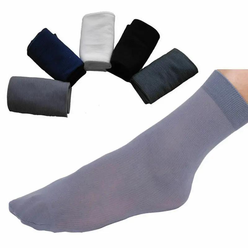 20 stk Pustende Lange Sokker Bambusfiber Sokker Sommer Tynne Stripete Herre Silke Sportsokker Antibakterielle Svarte Business Herre Sokker
