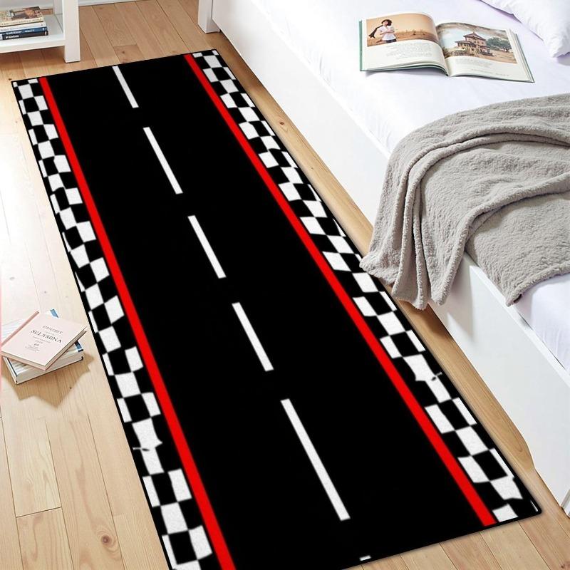 Airport Runway Hallway Runner Rug Airplane Pattern Soft Non-Slip Floor Mat Aviation Theme Kids Room Living Room Decor Rug