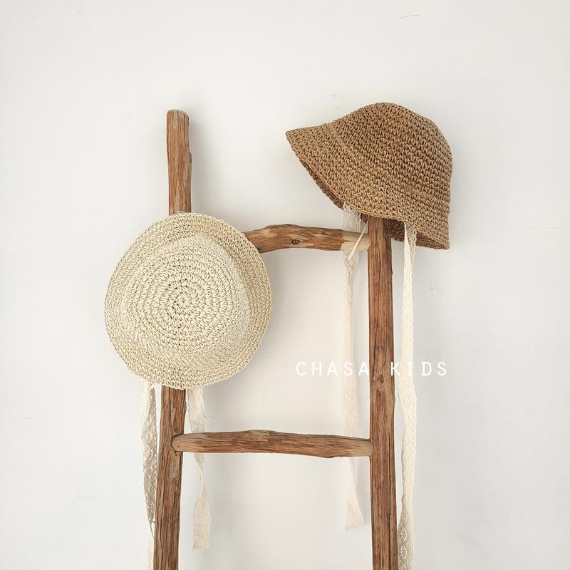 New Baby Lace Strap Straw Hat Children's Sunshade Hat Spring/Summer Children's Straw Sun Hat Party Gift