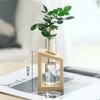 Creative Hydroponic Test Tube Glass Vase Wooden Flower Stand Home Decor Plant Container Desktop Flower Arrangement Stand Ornamen