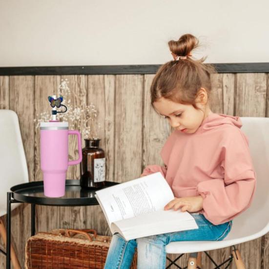 2 Stück Schmetterling Strohhalm Abdeckungen 10mm Strohhalm Aufsatz für 30/40 Oz Becher Wiederverwendbarer Trinkhalm