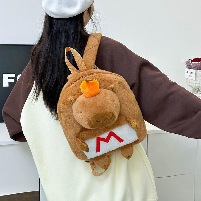 Kawaii Pluszowy Plecak Kapibara dla Kobiet Wszechstronna Kreskówkowa Zabawna Torba Crossbody Kapibala Duża Pojemność Torba Tote