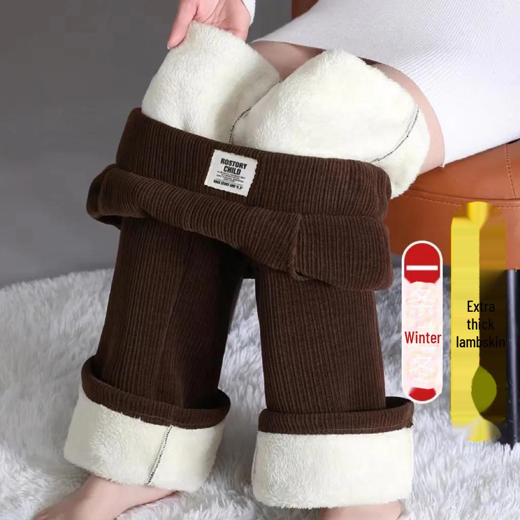 

Женские широкие брюки из синели с высокой талией — осень/зима 2024 г., плюс бархат, очень плотная овчина 3XL кофейный