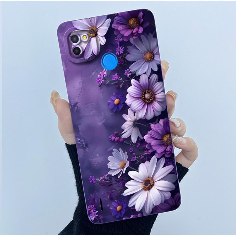 For Tecno Pop 4 Lte Case Liquid Silicone Fashion Simplicity Oil Painting Floral Back Cover For Techno Pop4 Air Phone Case BC1s