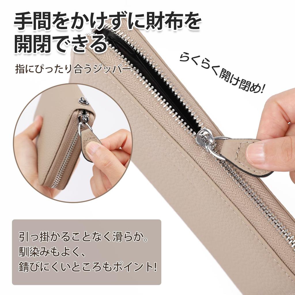 [imeetu] Genuine Leather Long Wallet for Men and Women with Strap, Passbook Compatibility, Anti-Skimming and Anti-Magnetic, Solid Color, Large