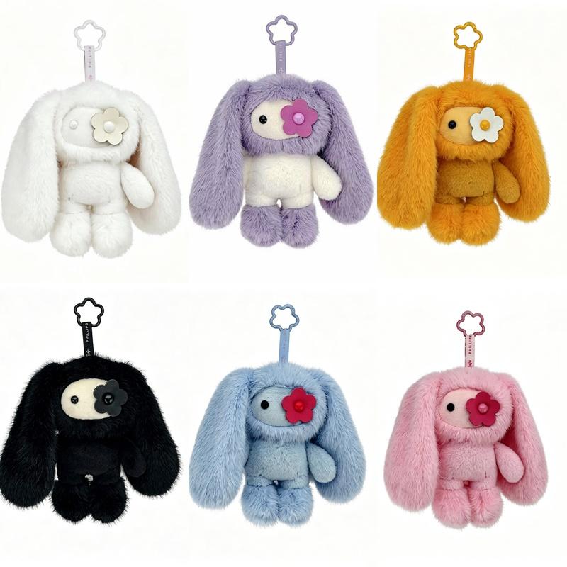 Peluche Carino Coniglio JuJu Peluche Lungo Orecchio Coniglio Regalo Coniglio Occhi Fiore Adorabile Portachiavi Ciondolo Zaino Ciondoli Regali di Compleanno per Fan