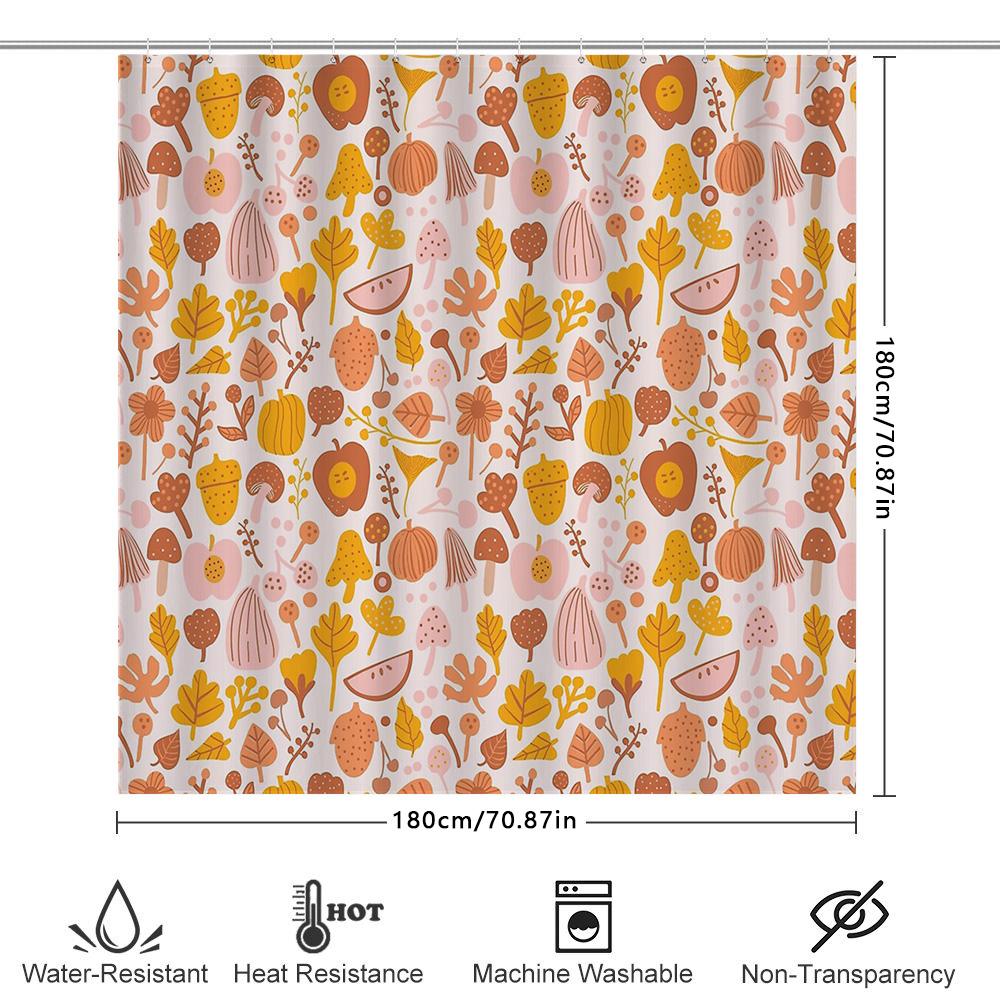 Floral Shower Curtain Botanical Pattern Waterproof Fabric Bathroom Decor Nature Theme Vintage Style Farmhouse Style Home Textile