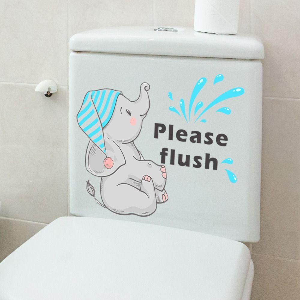 

Elephant Elephant Playing Water Stickers Removable Toilet Sign Sticker Home Decor